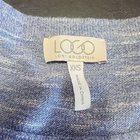 LOGO Lori Goldstein Womens blue tunic sweater Size XXS preppy casual knit boho - Picture 4 of 9